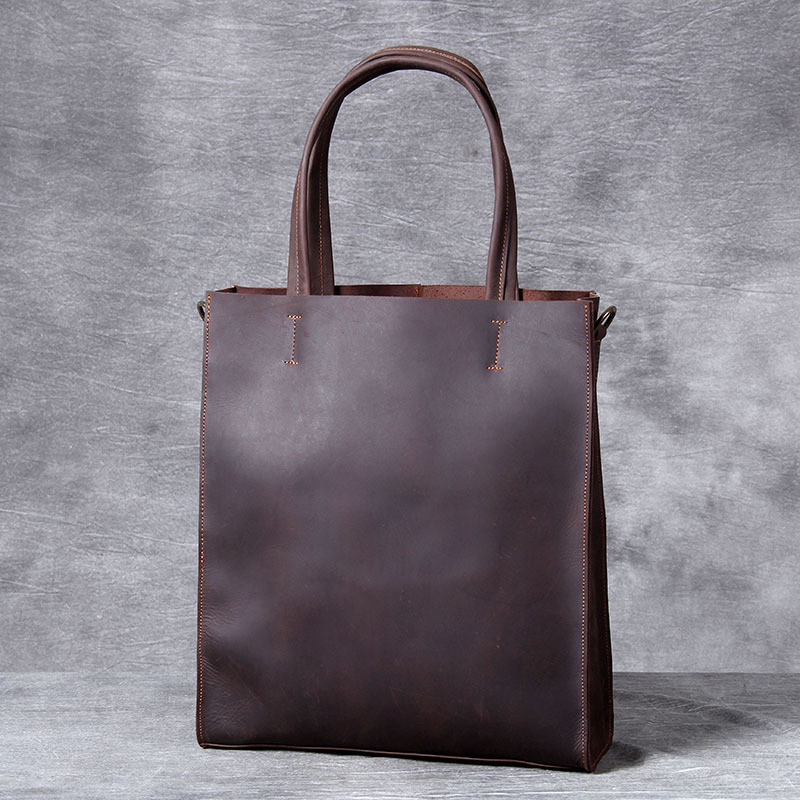 Leather Work Bag Laptop - Винтажная мужская сумка-тоут из натуральной кожи,