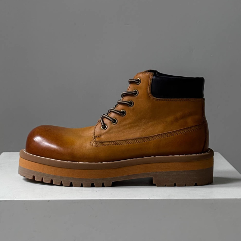 Leather Work Boots - Мужские ботильоны в британском стиле, коричневые