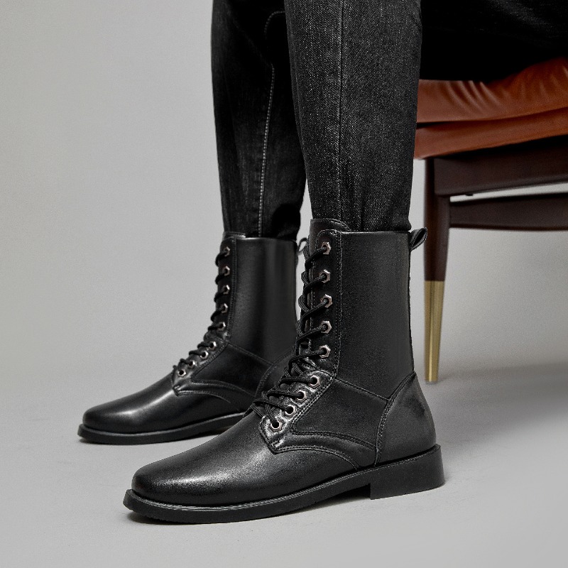Leather Work Boots - Высокие кожаные тактические ботинки для активного