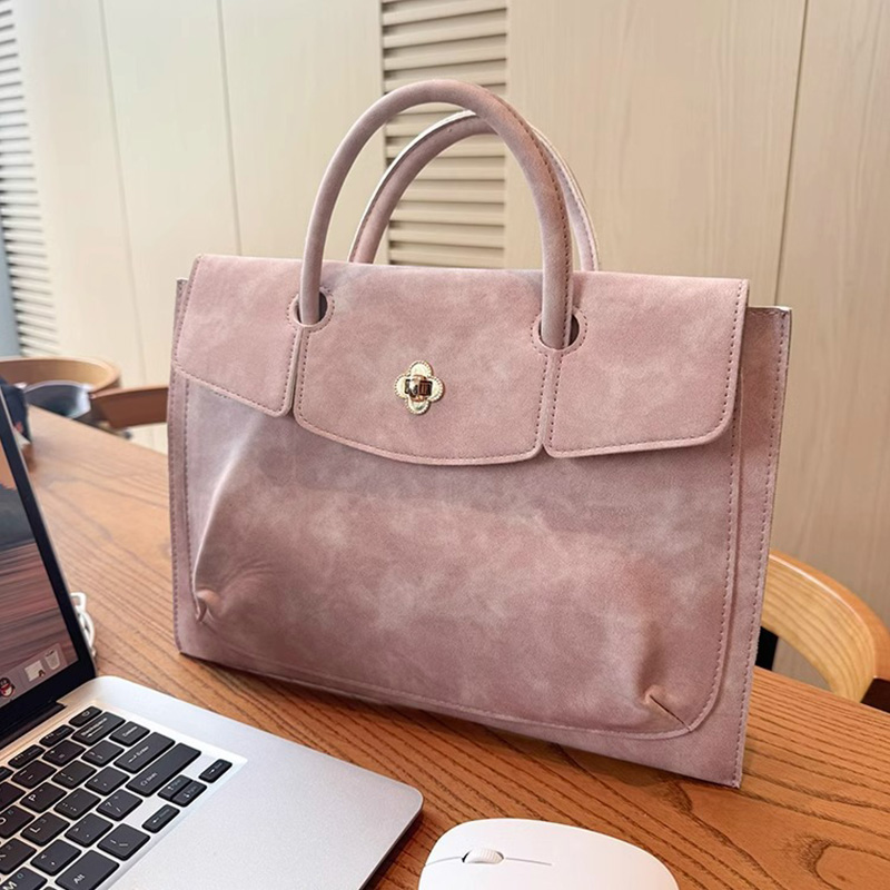 Leather Work Bag Laptop - Элегантная розовая сумка-тоут из искусственной кожи