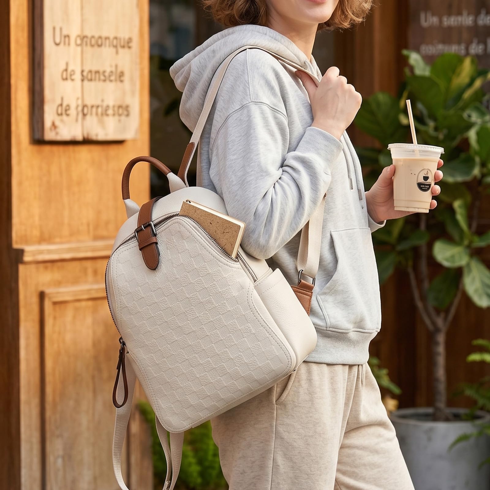Leather Work Womens Backpack - Женский рюкзак из искусственной кожи с
