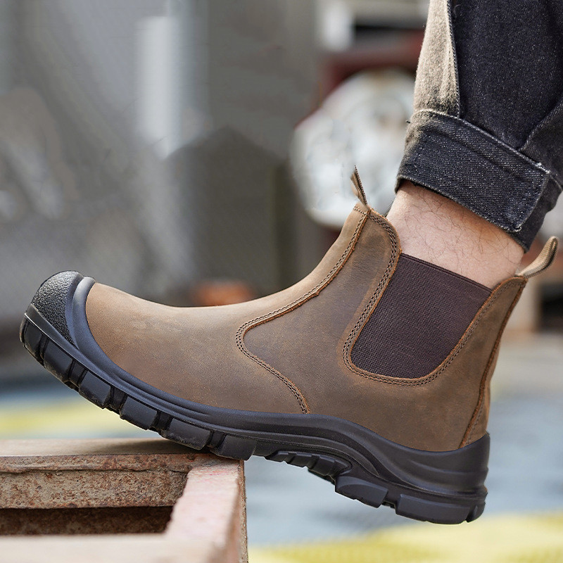 Leather Work Boots - Мужские модные стальные носки большого размера,