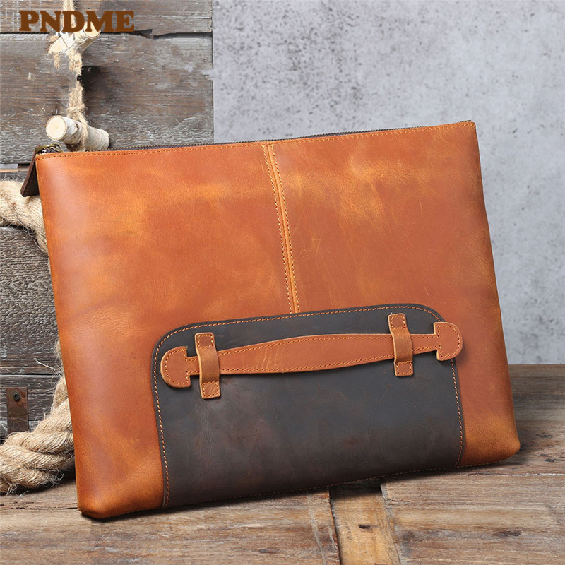Leather Work Bag Laptop - Винтажная мужская сумка-клатч из натуральной кожи