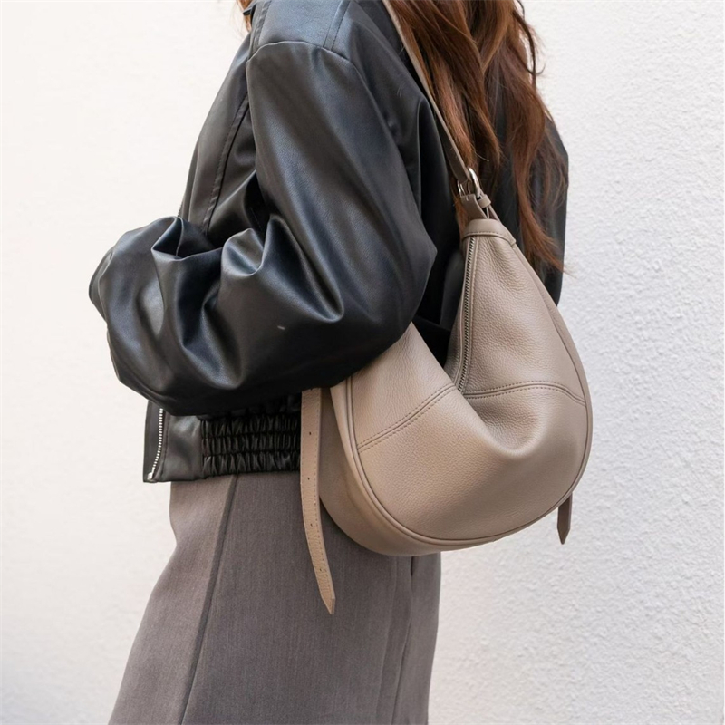 Leather Work Handbags - Сумка-хобо BURMINSA из натуральной кожи для
