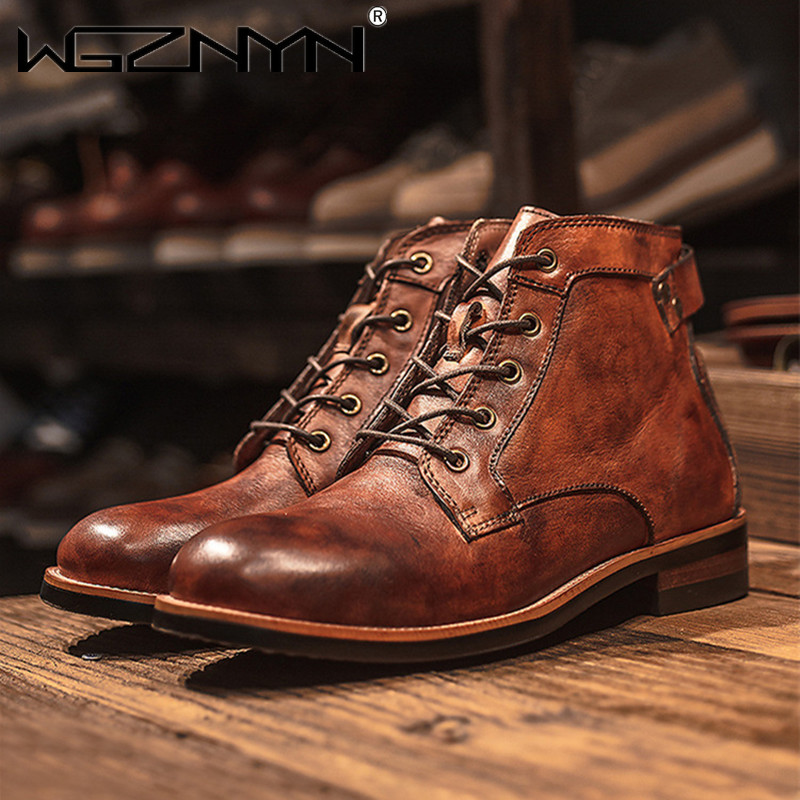 Leatherwork Boots - Роскошные высокие мужские кожаные туфли в