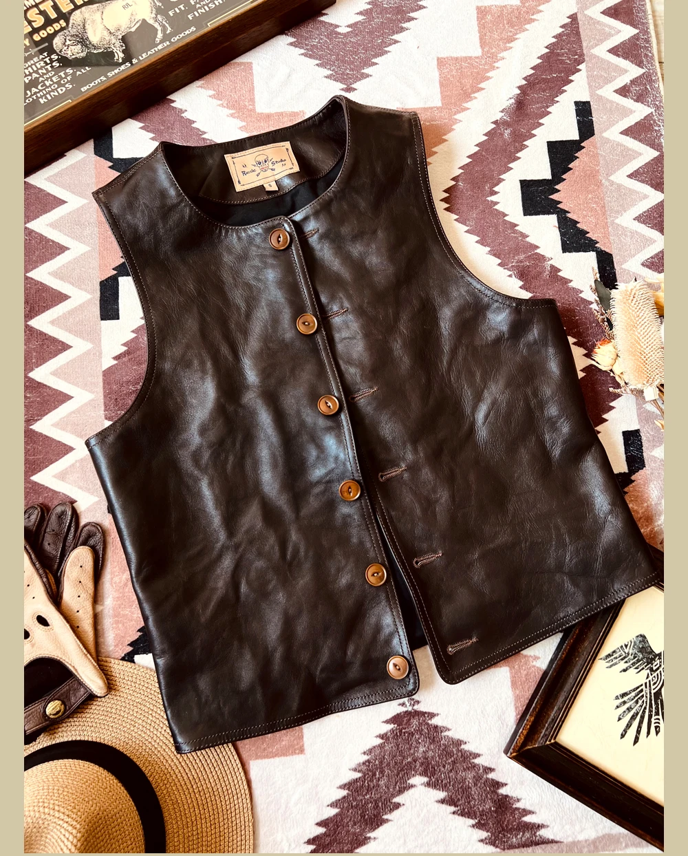 Leather Work Vest For Men - YR! Бесплатная доставка. Японский винтажный кожаный