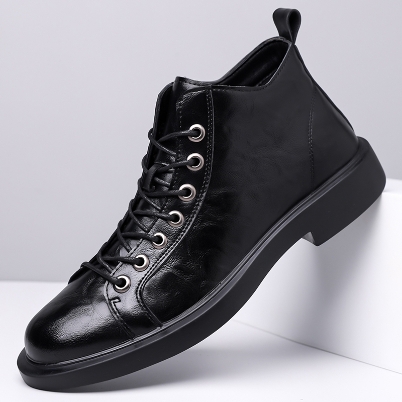 Leather Work Boots - Мужские британские ретро-ботинки средней высоты из