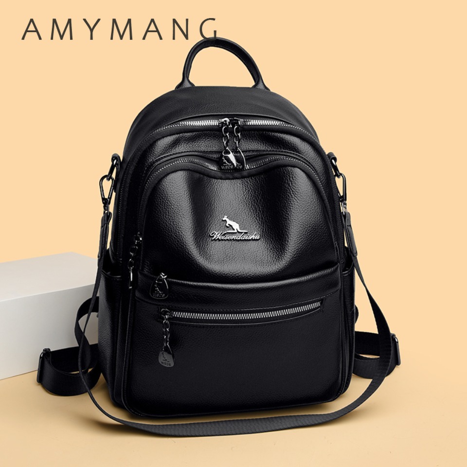 Leather Work Womens Backpack - Рюкзак из зернистой кожи с текстурой
