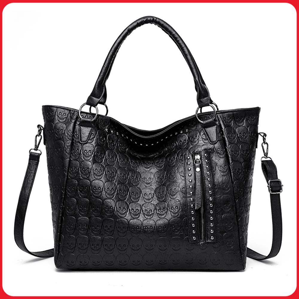 Leather Work Handbags - Сумка-кроссбоди в стиле панк с черепом,