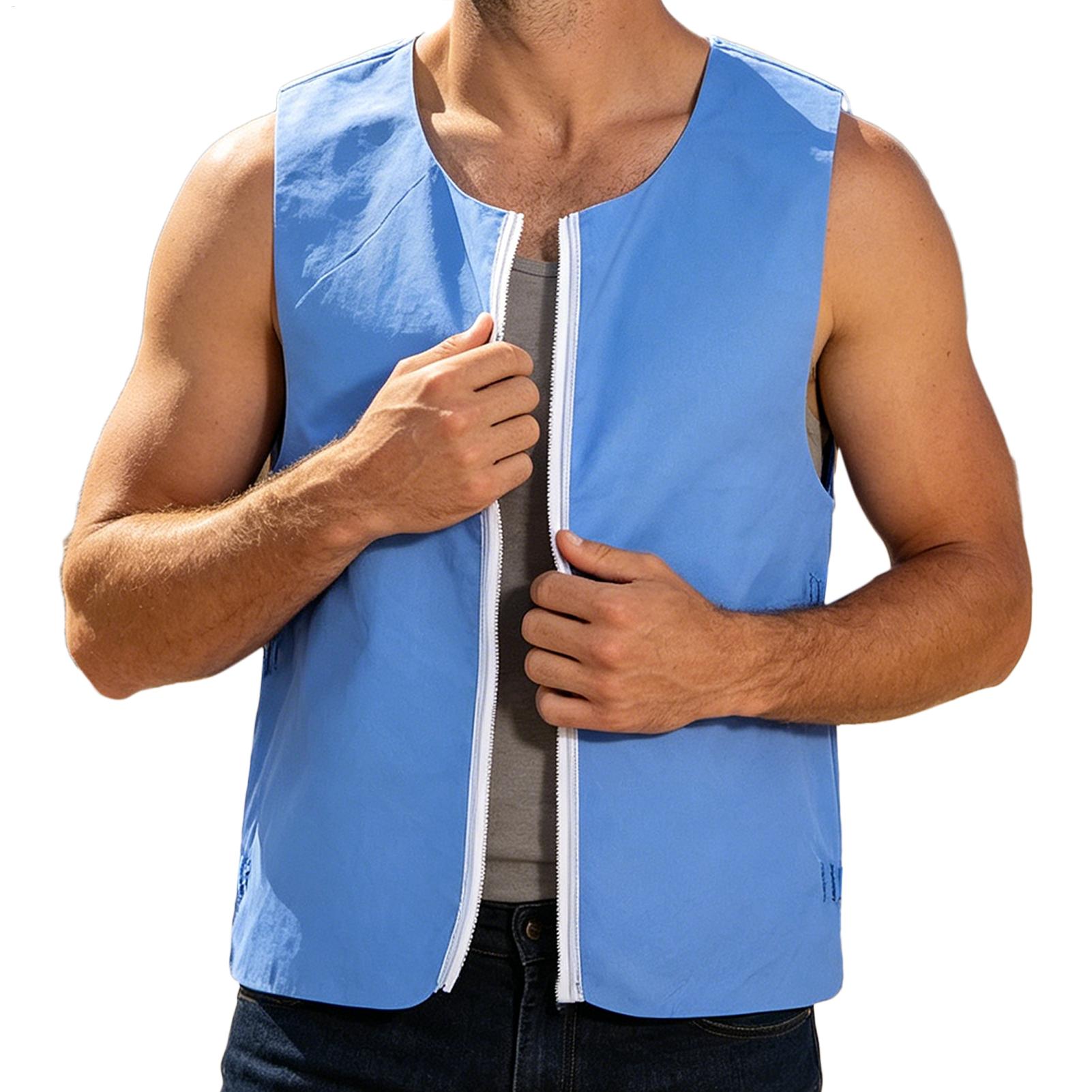 Leather Work Vest For Men - Охлаждающий жилет многоразового использования, легкий, с