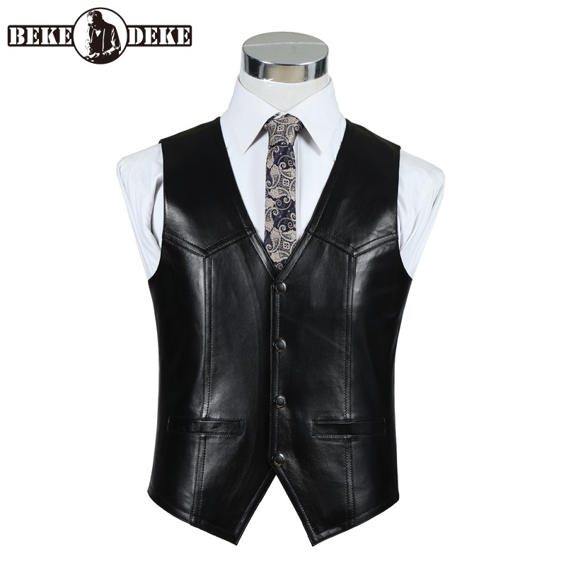 Leather Work Vest For Men - Жилет из натуральной овчины, мужской коричневый