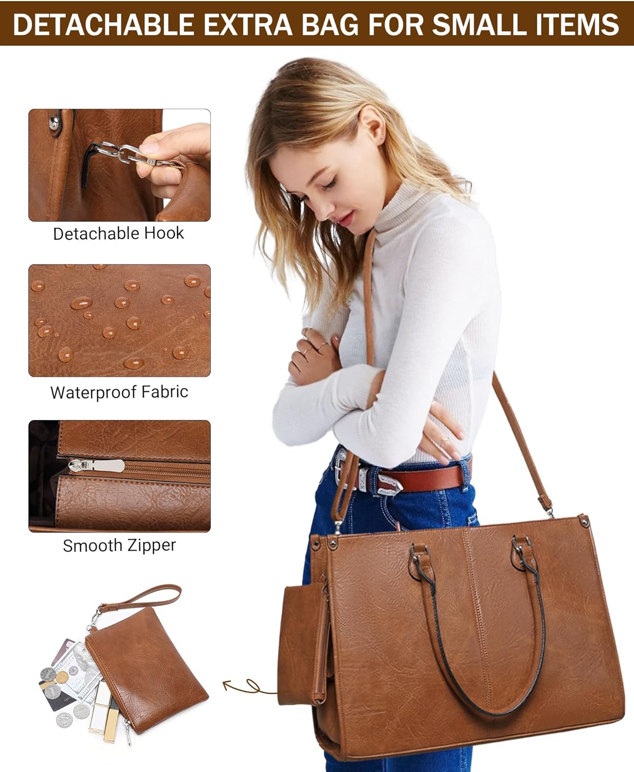 Сумка-тоут для ноутбука 2-в-1  – обзор и цена Leather Work Bag Laptop