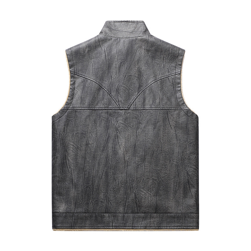 Осенне-зимний новый плюшевый ж – обзор и цена Leather Work Vest For Men