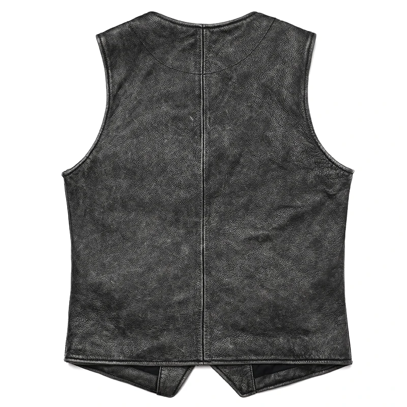 Новый винтажный жилет из натур – обзор и цена Leather Work Vest For Men