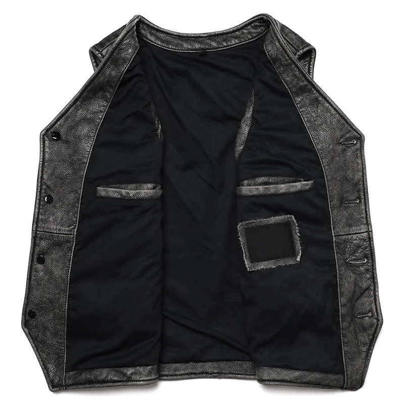 Новый винтажный жилет из натур – обзор и цена Leather Work Vest For Men
