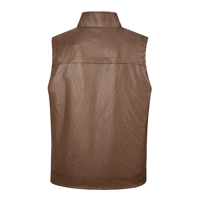 Мужской кожаный жилет, тонкий  – обзор и цена Leather Work Vest For Men