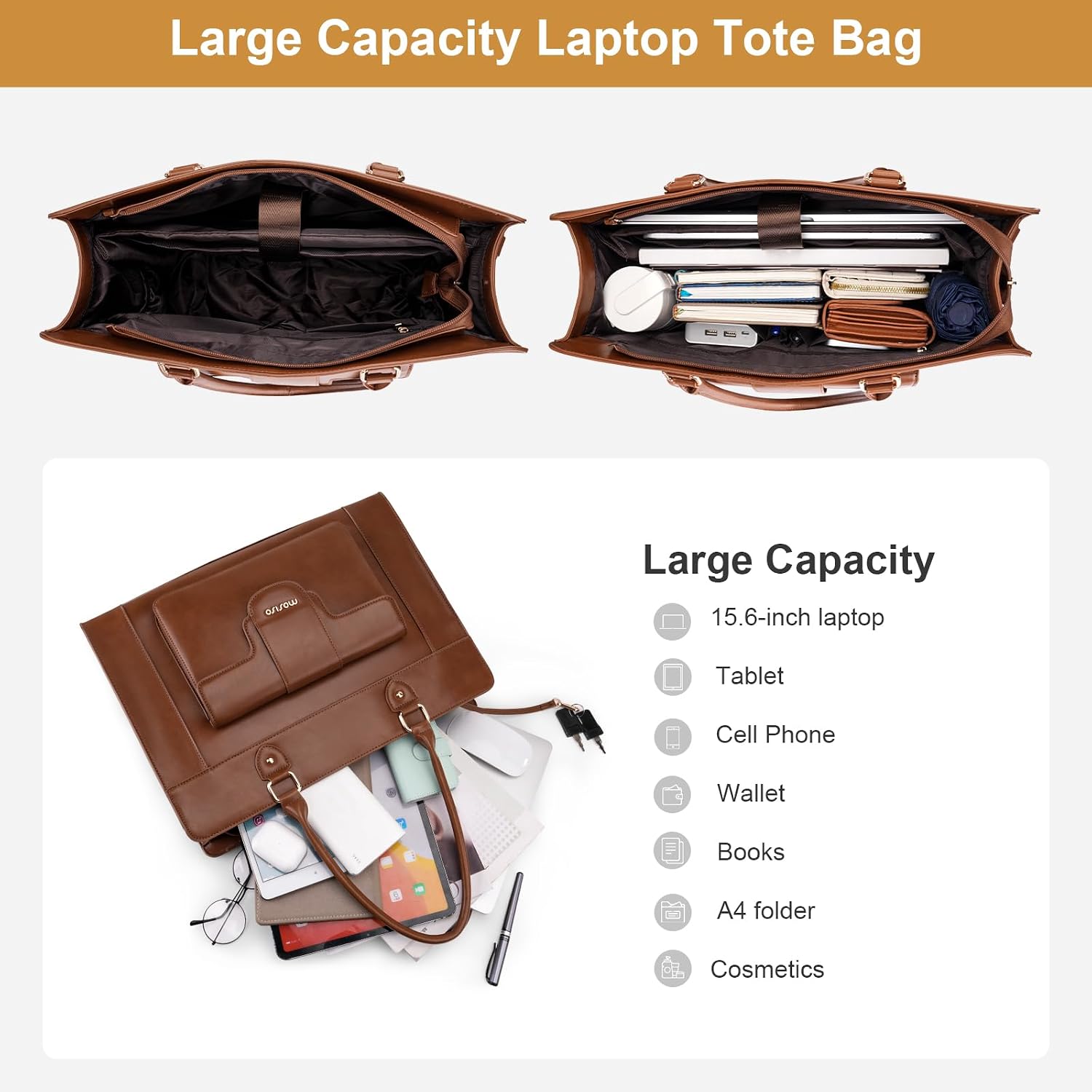Сумка-портфель MOSISO для ноут – обзор и цена Leather Work Bag Laptop