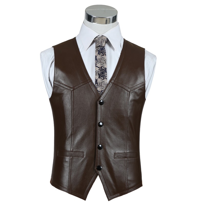 Жилет из натуральной овчины, м – обзор и цена Leather Work Vest For Men